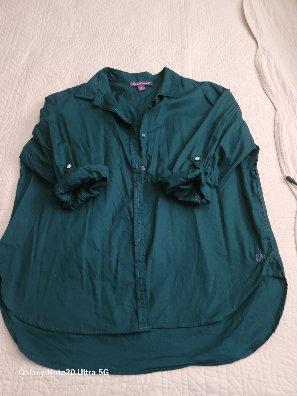Gloria Vanderbilt Hunter Green Button‑Up Blouse – Size XL